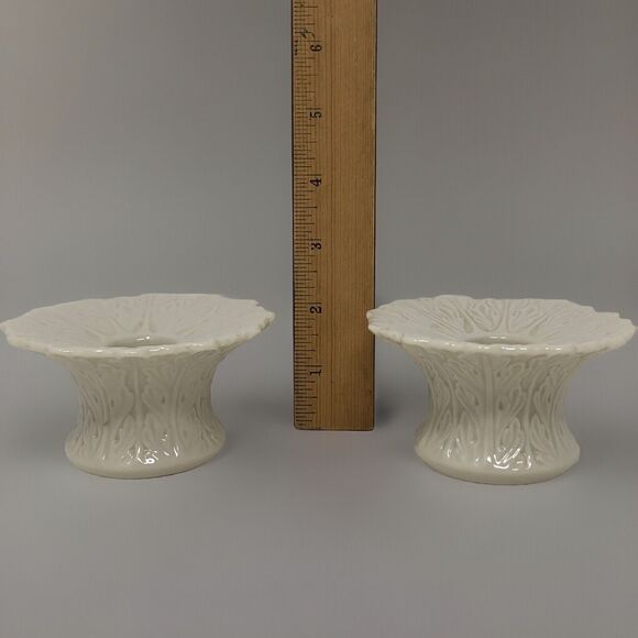 Lenox Woodland Collection Candlestick Holders VTG Ivory Embossed Elegant USA - Picture 11 of 12